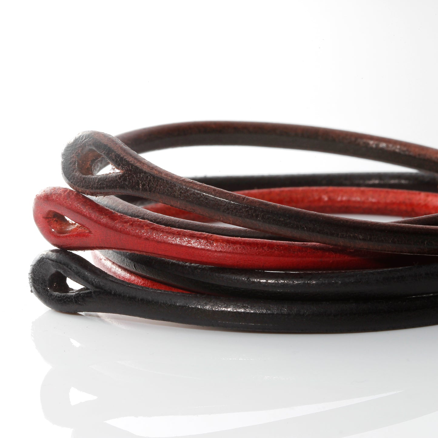 Square Leather Bracelet  - Silver Python Snake - / JB-421