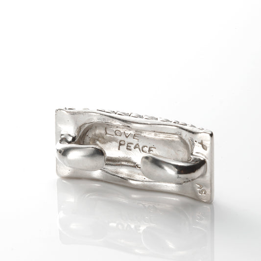 Square Leather Bracelet  - Silver Python Snake - / JB-421