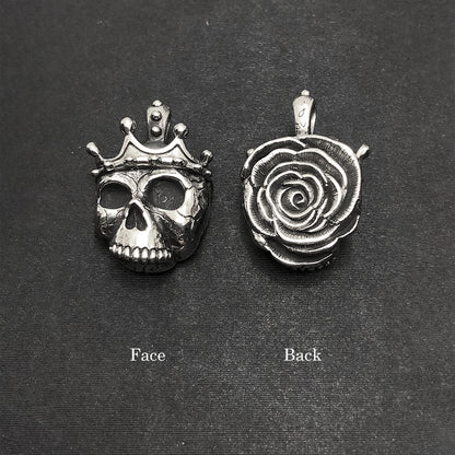 The King Skull and Rose Pendant Siver 925